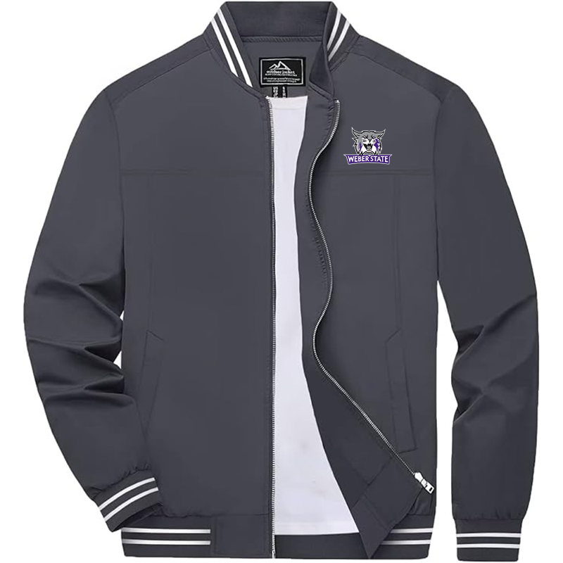 Men's Weber State Wildcats Zip-Up Bomber Jacket  Ribbed Collar and Cuffs Outerwear